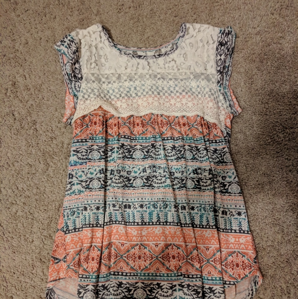 Self Esteem Pattern/Lace Shirt